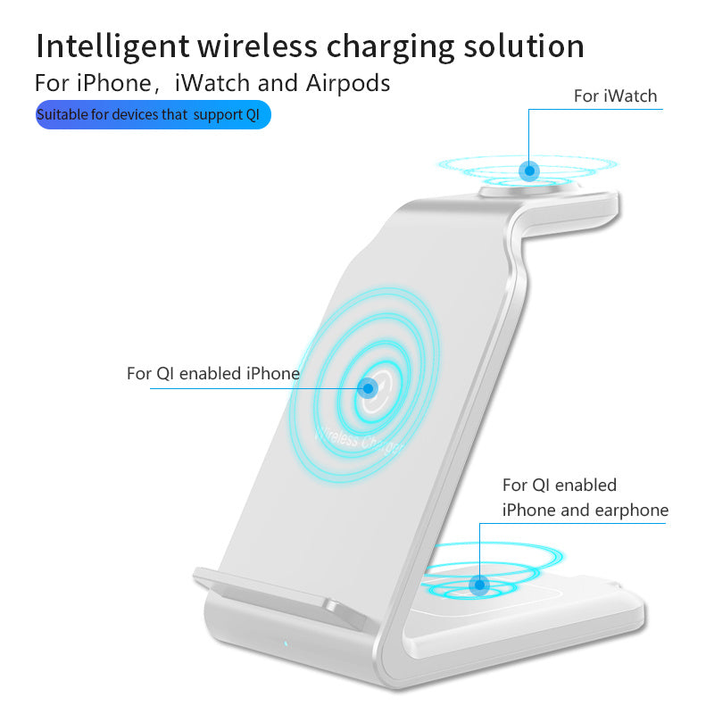 TIMESS-Charger Station For IPhone Multiple Devices, 3 In 1 Fast Wireless Charger Stand Dock Stand For IPhone 15 14 13 12 11 Pro X XS 8 Plus, For IWatch Series 9 8 7 6 SE 5 4 3 2 & For AirPods 3/2/Pro - KHOY