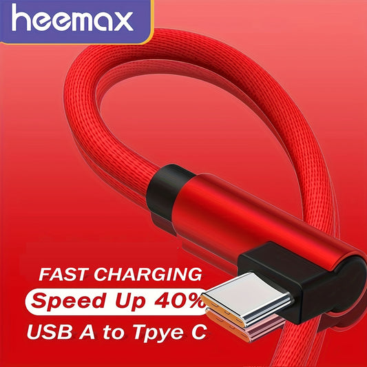 90 Degree Charging Cable, USB Lightning Cable Nylon Braided Fast Charging Cord USB C Charger Cable Fast Charging, Nylon Braided Long USB C Cable, Type C Charger Cord For Galaxy S10 S9 S8 Plus, Note9 8 A60 A50, Moto G And Othe - KHOY
