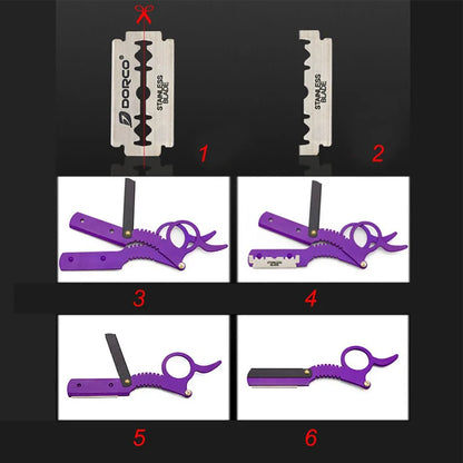 Barber Manual Razor Straight Edge Haircut Beard Eyebrow Shaver Men Depilation Razor Hairdresser Trimming Blades Replaceable - KHOY