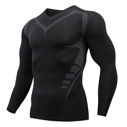 Men's T-shirt Men Running Sport T Shirt Men Compression Fitness Tops Tee Quick DryTight Training Gym Sport Running Shirts Jersey - KHOY