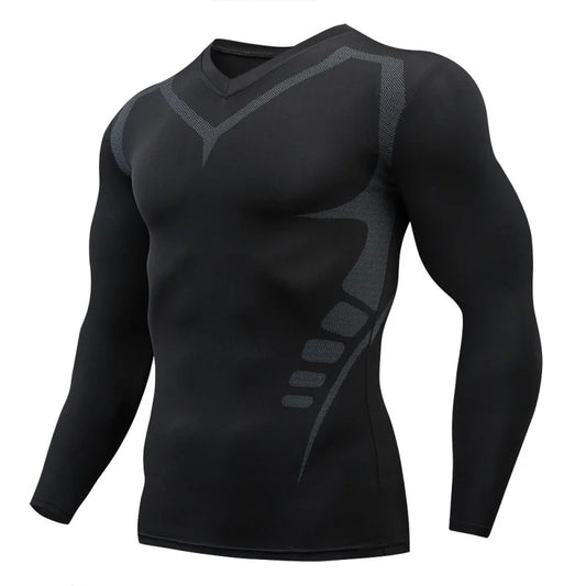Men's T-shirt Men Running Sport T Shirt Men Compression Fitness Tops Tee Quick DryTight Training Gym Sport Running Shirts Jersey - KHOY