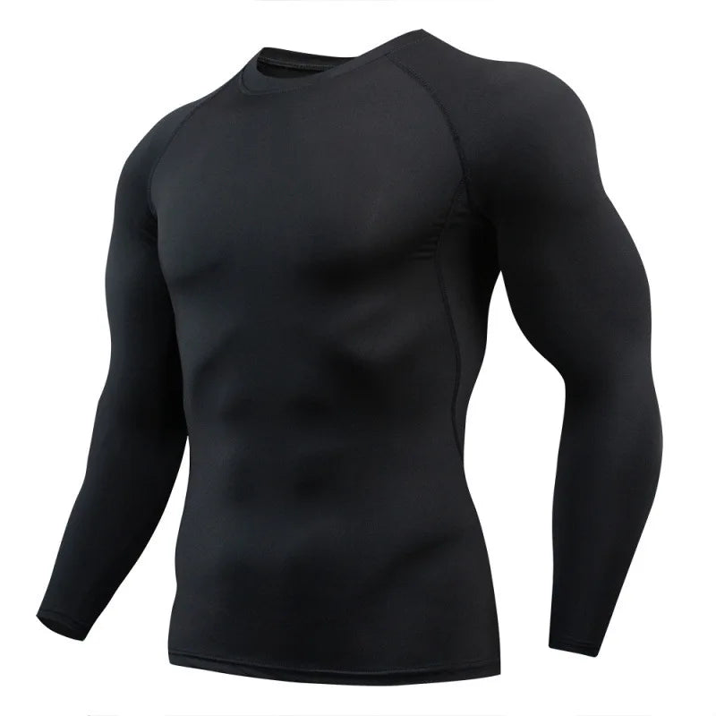 Men's T-shirt Men Running Sport T Shirt Men Compression Fitness Tops Tee Quick DryTight Training Gym Sport Running Shirts Jersey - KHOY