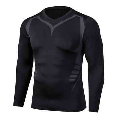 Men's T-shirt Men Running Sport T Shirt Men Compression Fitness Tops Tee Quick DryTight Training Gym Sport Running Shirts Jersey - KHOY