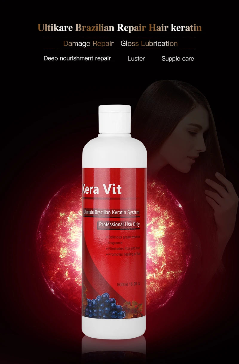 Hair Care 2pcs 500ml Keravit 5% Formalin Brazilian Keratin Moisturizing Treatment for Straightening Cream Repair Hair Smooth - KHOY
