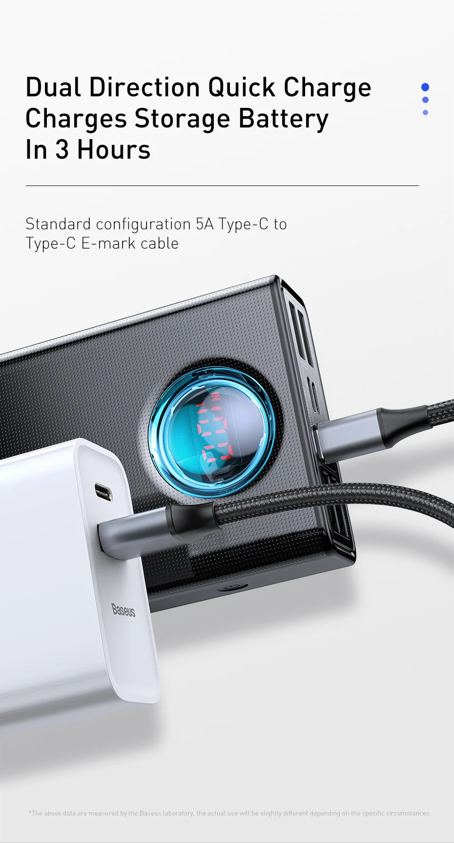 Baseus Power Bank 30000mAh 65W PD3.0 Quick Charging 3.0 FCP SCP Portable External for iPhone 16 15 14 Laptop Tablet Power bank - KHOY