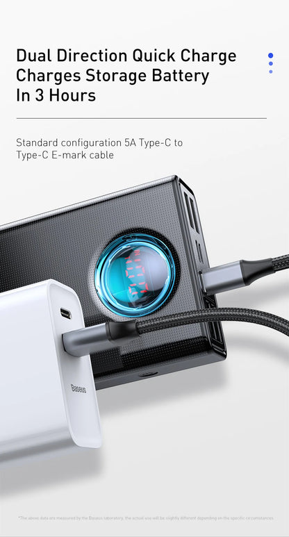 Baseus Power Bank 30000mAh 65W PD3.0 Quick Charging 3.0 FCP SCP Portable External for iPhone 16 15 14 Laptop Tablet Power bank - KHOY