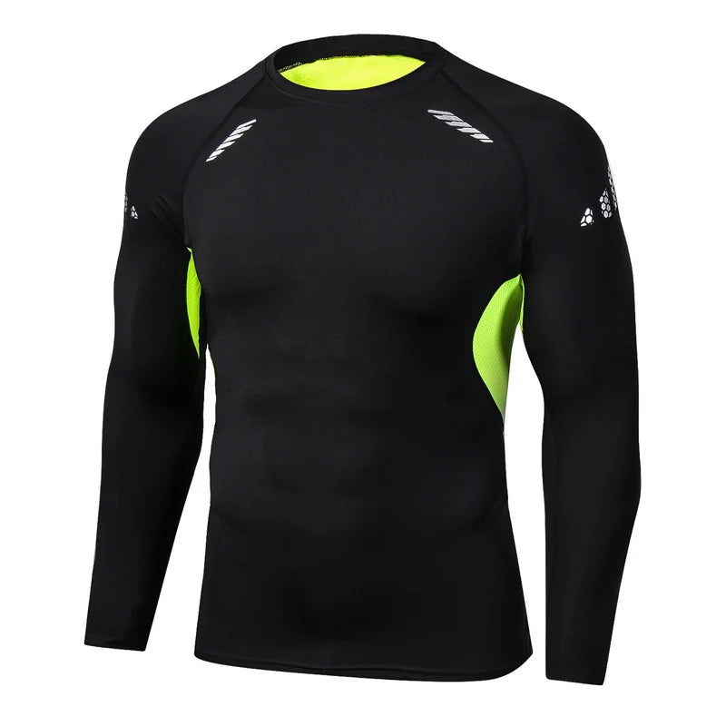 Men's T-shirt Men Running Sport T Shirt Men Compression Fitness Tops Tee Quick DryTight Training Gym Sport Running Shirts Jersey - KHOY