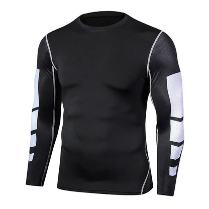 Men's T-shirt Men Running Sport T Shirt Men Compression Fitness Tops Tee Quick DryTight Training Gym Sport Running Shirts Jersey - KHOY