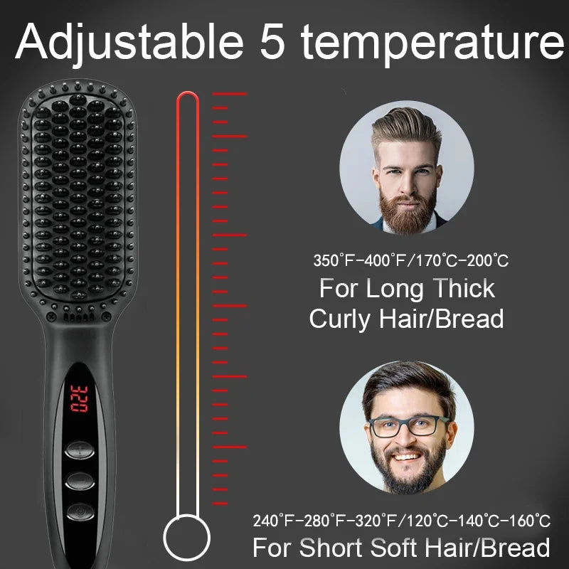 Electric Beard Comb Hair Straightener Brush Hot Hair Brushes Straightener Hair Anti-scalding Ceramic Beard Straightening Brush - KHOY