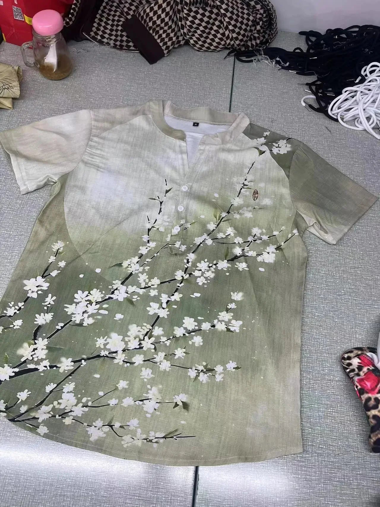 2024 Hawaiian Shirt Men's Stand Collar Short Sleeve Shirt Portrait 3D Printing Fashion Casual Bamboo Linen Top S-5XL - KHOY