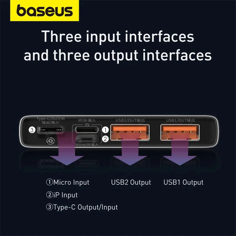 Baseus Power Bank 10000mAh 20000mAh 22.5W Fast Charging Powerbank Portable External Battery For iPhone 16 15 14 12 13 Pro Max - KHOY