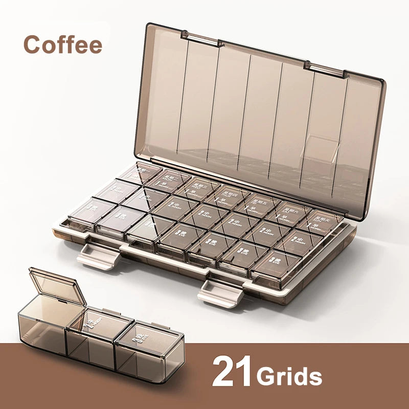 Portable Weekly 7 Days Pill Case Colorful Design Stackable 3/4 Times a Day Medicine Storage Dispenser/Plastic Pill Organizer Box - KHOY