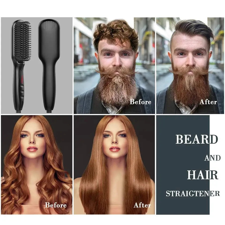 Electric Beard Comb Hair Straightener Brush Hot Hair Brushes Straightener Hair Anti-scalding Ceramic Beard Straightening Brush - KHOY