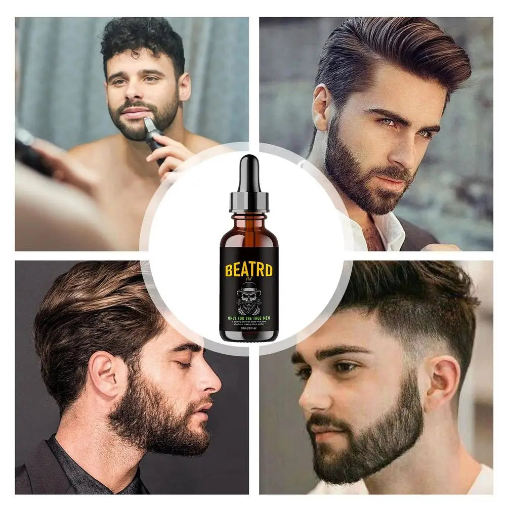 Beard Oil Enhance Mustache Nourishing Smooth Longer Thicker Regrowth Shine Strengthens Moisturizing Beard Growth Oil for Men - KHOY