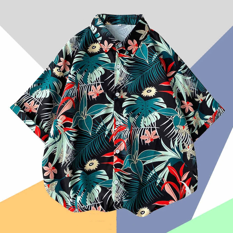 2025 Hawaiian Shirt For Men Orange Green Striped Refreshing Beach Style Fashion Trend Shirt Men And Women Seaside Holiday Shirt - KHOY