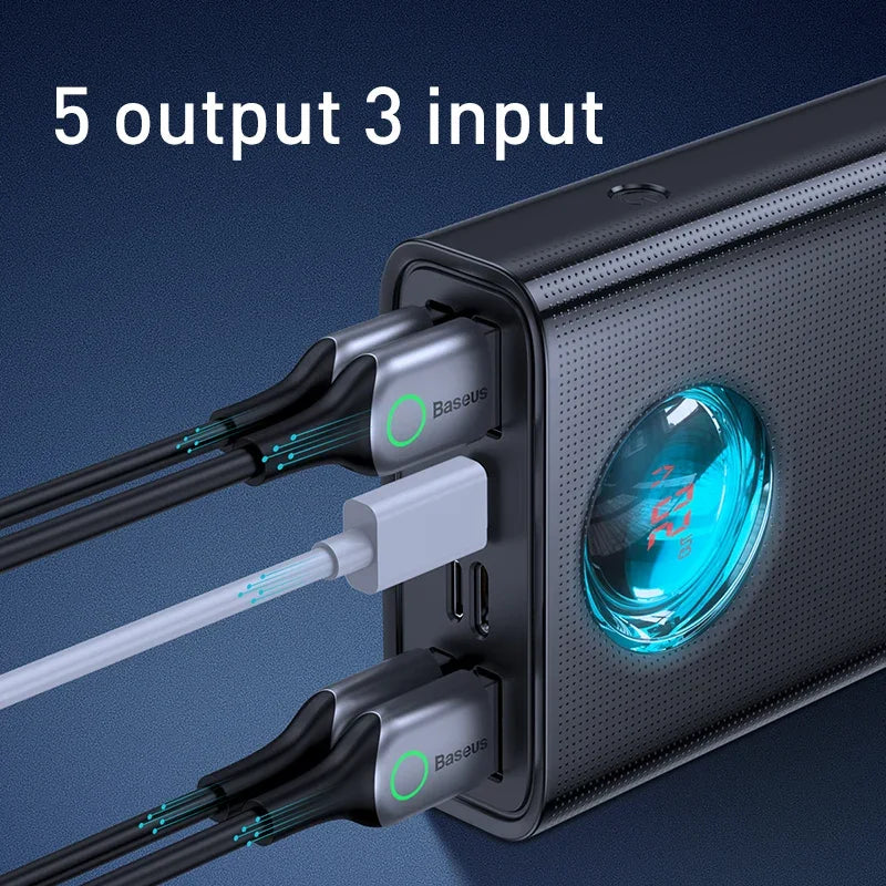 Baseus Power Bank 30000mAh 65W PD3.0 Quick Charging 3.0 FCP SCP Portable External for iPhone 16 15 14 Laptop Tablet Power bank - KHOY