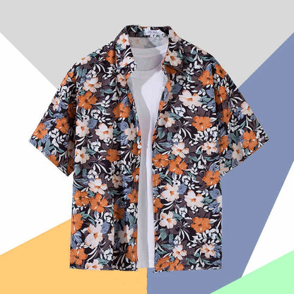 2025 Hawaiian Shirt For Men Orange Green Striped Refreshing Beach Style Fashion Trend Shirt Men And Women Seaside Holiday Shirt - KHOY