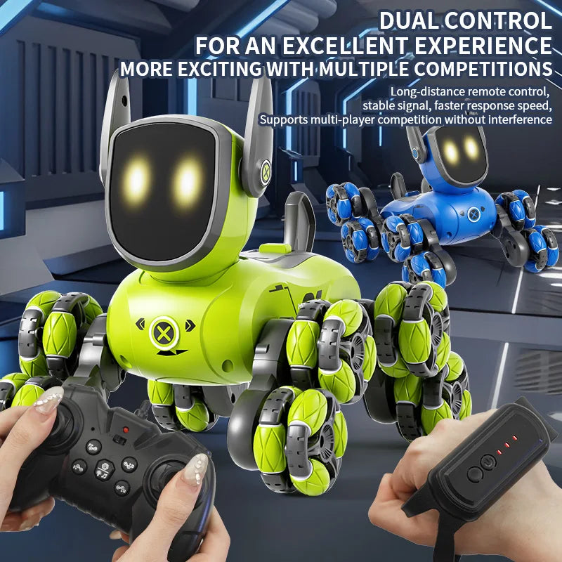 Remote control car Small Eight Wheel Gesture Sensing Multi functional Voice Interaction RC Stunt Machine Dog Q200 Children Toys - KHOY