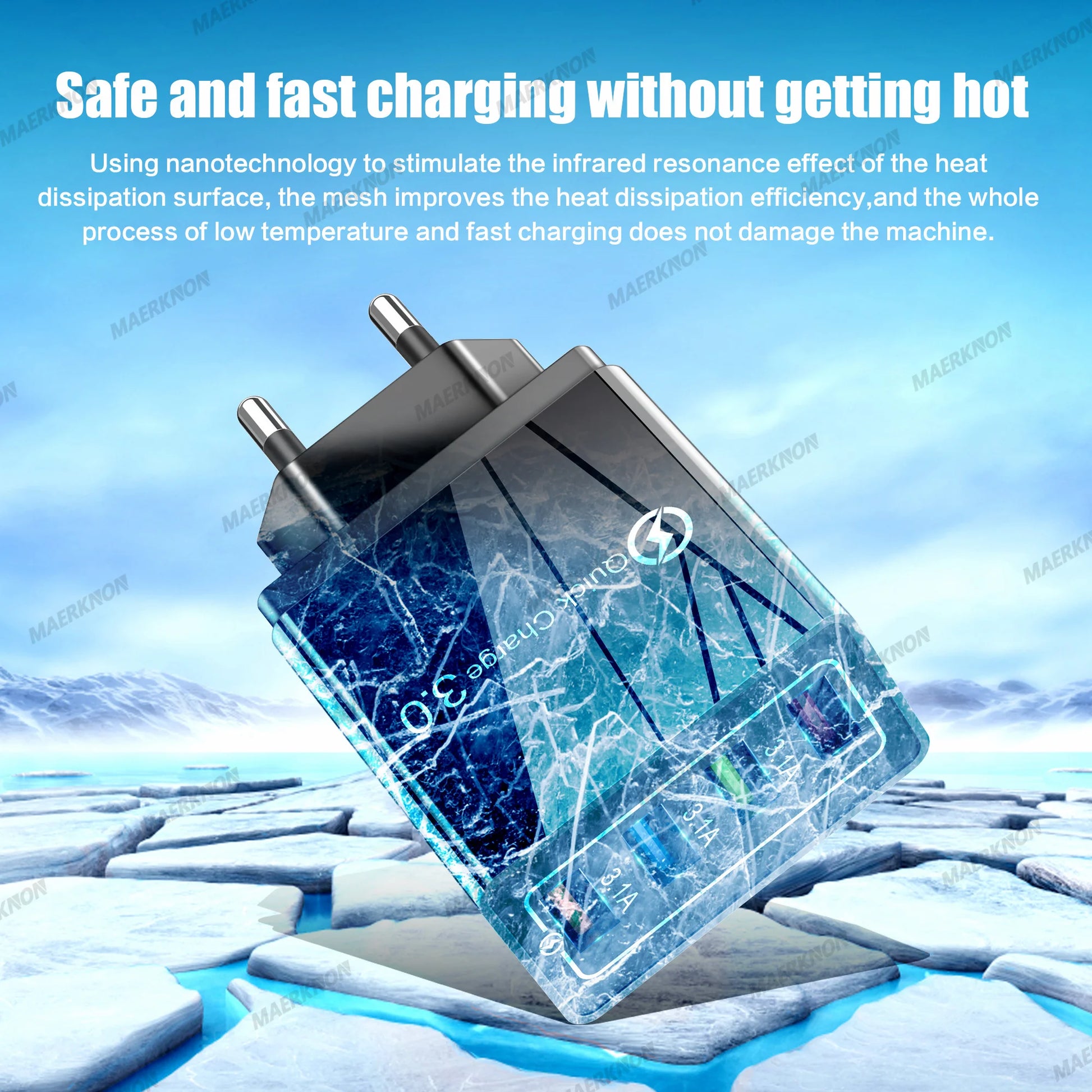 3A USB Charger 4 Ports USB Quick Charge 3.0 EU US Plug For iPhone Samsung Xiaomi Poco Fast Charging Mobile Phone Charger Adapter - KHOY