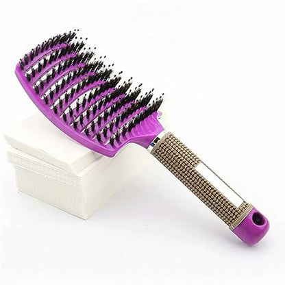 Hair Brush Scalp Massage Comb Hairbrush Boar Bristle Nylon Women Wet Curly Detangle Hair Brush Salon Hairdressing Styling Tool - KHOY