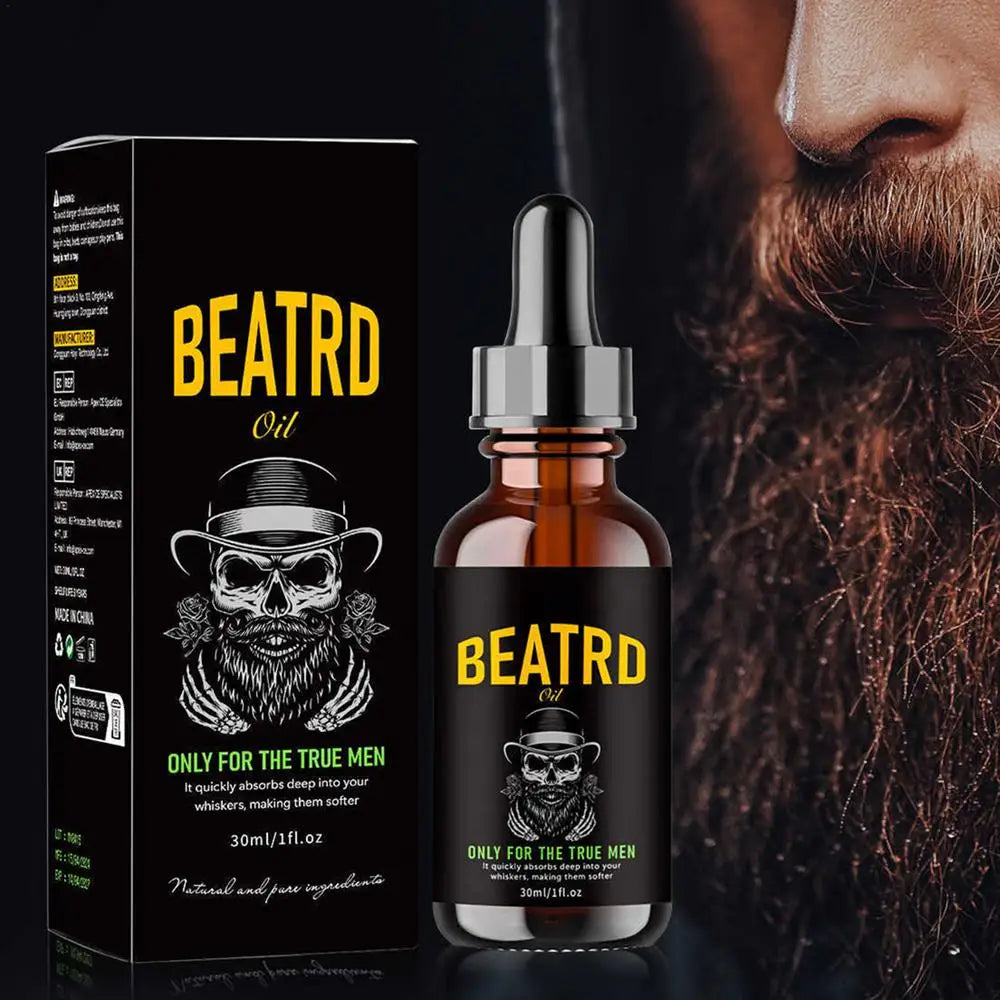 Beard Oil Enhance Mustache Nourishing Smooth Longer Thicker Regrowth Shine Strengthens Moisturizing Beard Growth Oil for Men - KHOY