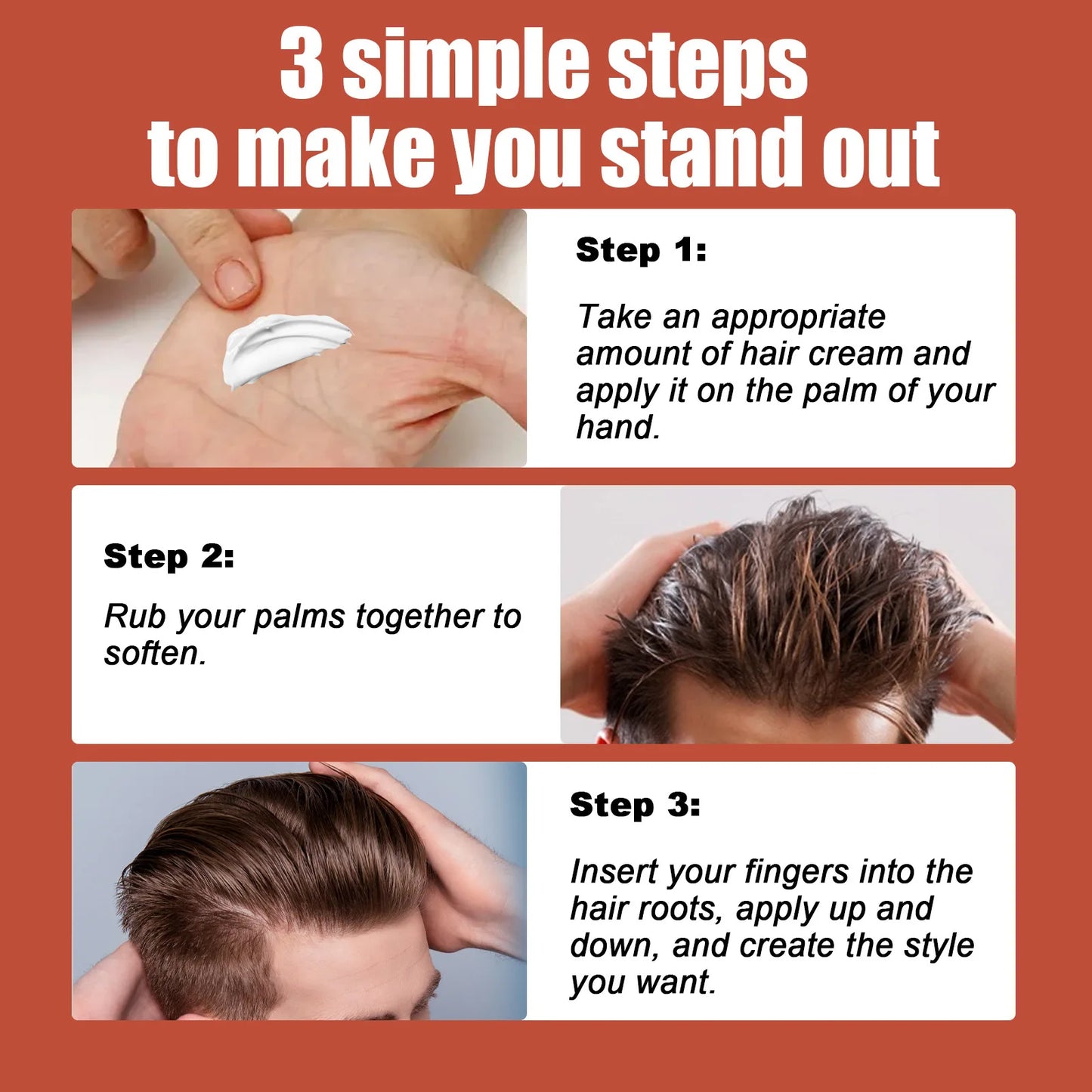 Men Hair Styling Cream Improving Curly Non Greasy Reducing Frizz Strong Holding Edge Control Long Lasting Finishing Hair Pomade - KHOY