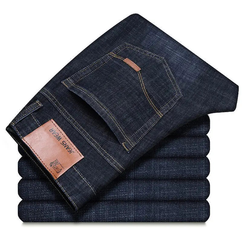 2025 Men NEW Men's Fashion Business Jeans Classic Style Casual Stretch Slim Jean Pants Male Brand Denim Trousers Black Blue Mens - KHOY