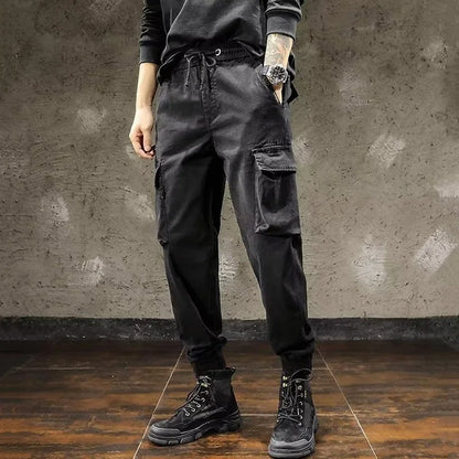 Men Cargo Pants Male Vintage Multi Pocket Loose Fit American Style Casual Cloth Pants High Street Outdoor Resistant Work Pants - KHOY
