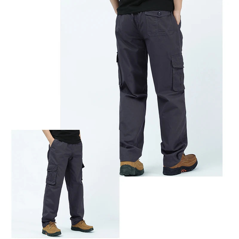 Mens Cargo Pants Cotton Casual Pants Summer Spring Cotton Work Wear Climbing Joggers Sweatpants Hombre Autumn Trousers - KHOY