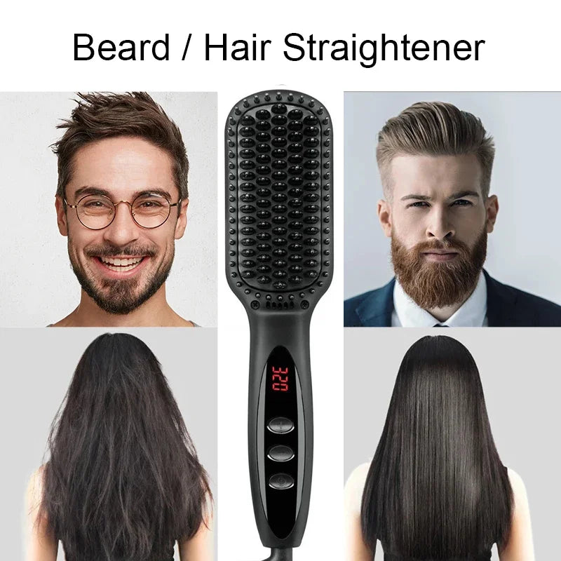 Electric Beard Comb Hair Straightener Brush Hot Hair Brushes Straightener Hair Anti-scalding Ceramic Beard Straightening Brush - KHOY