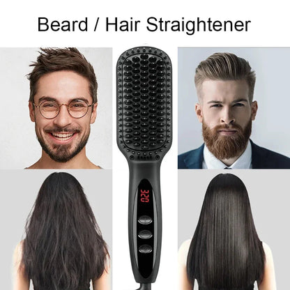 Electric Beard Comb Hair Straightener Brush Hot Hair Brushes Straightener Hair Anti-scalding Ceramic Beard Straightening Brush - KHOY