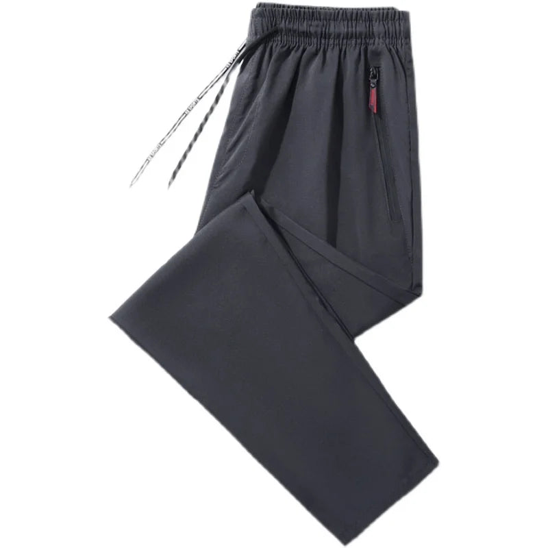Men's Casual Pants Straight Slim Fit Elastic Waist Jogger Korean Classic Blue Black Gray Male Brand Trousers Plus Size - KHOY