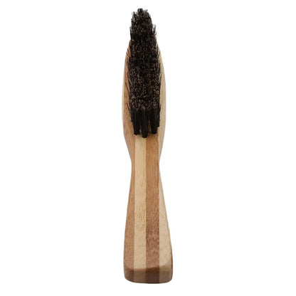 Beard Brush Boar Bristle for Men's Mustache Shaving Comb Face Massage Facial Hair Cleaning Brush Beech Long Handle - KHOY
