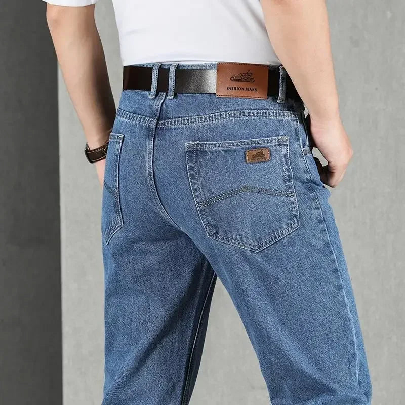 Jeans for Men Work Wear Male Cowboy Pants 2024 Fashion Trousers High Quality Original Classic Straight with Pockets New in Baggy - KHOY