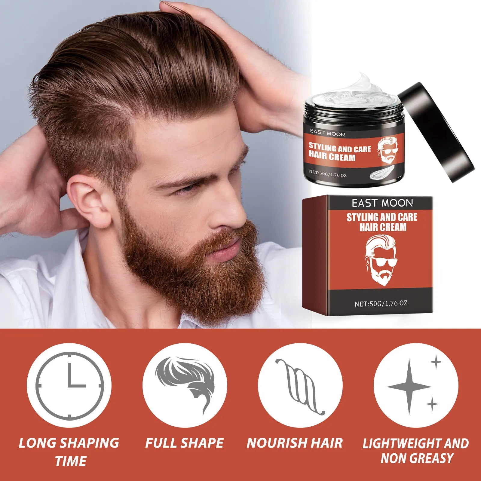 Men Hair Styling Cream Improving Curly Non Greasy Reducing Frizz Strong Holding Edge Control Long Lasting Finishing Hair Pomade - KHOY