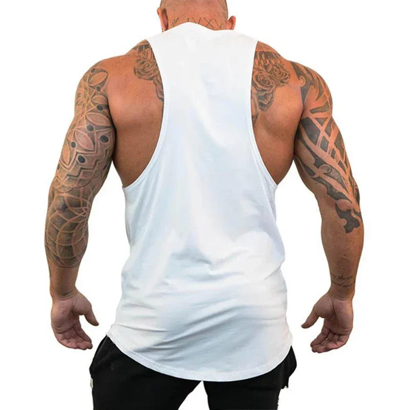 Red Spider Printed Running Tank Tops Gym Fitness Cotton Breathable Sleeveless T-Shirt Mens Bodybuilding Loose Training Clothing - KHOY
