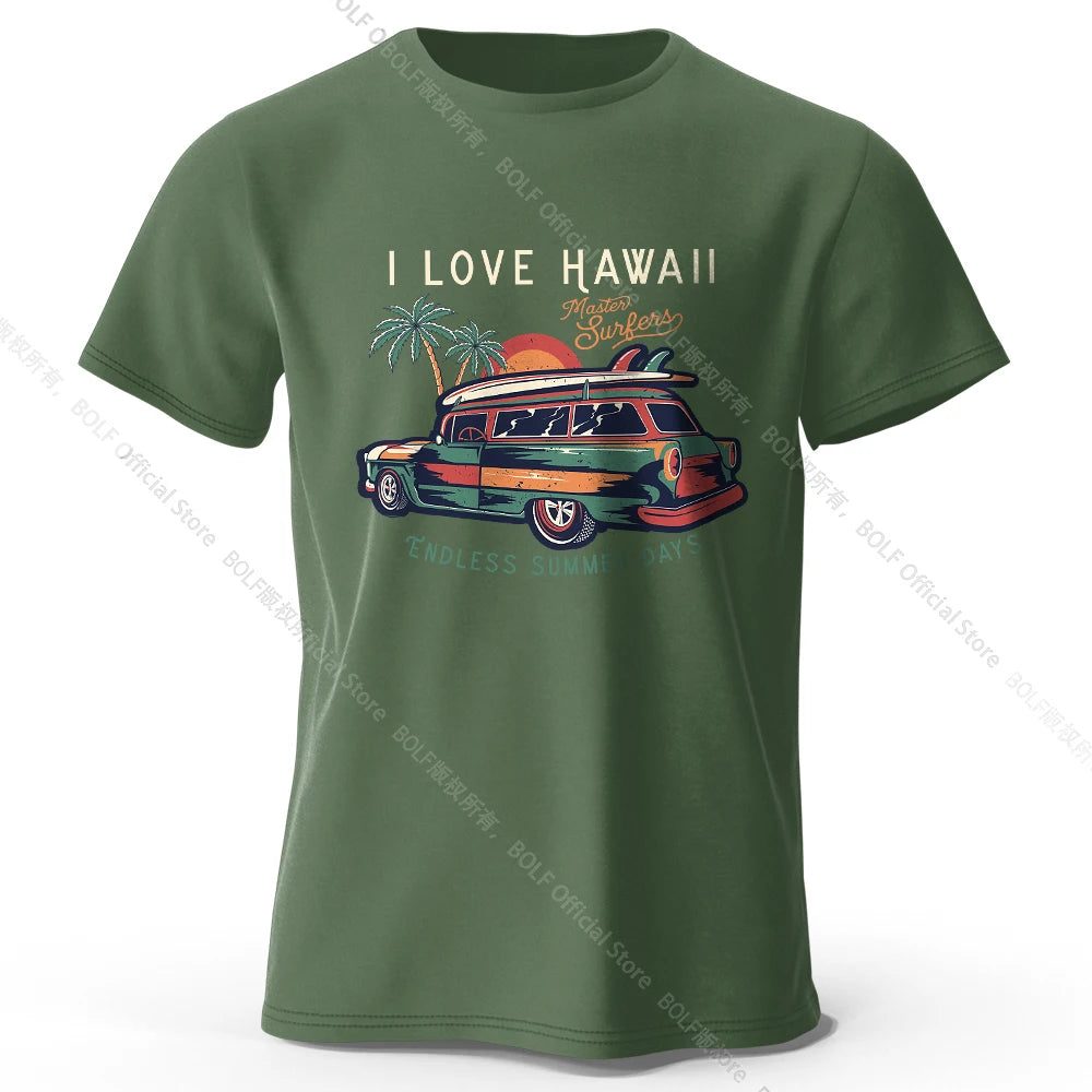 Hawaiian Holiday Printed Unisex Men Women T-Shirt Tees Tops 100% Cotton Aloha Flower Graphic Luau Party Outfit - KHOY