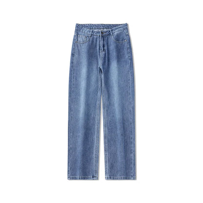 Men's Straight-Leg Jeans, Minimalist for All Seasons, Loose with Drape, Narrow-Wide Leg, Retro Casual Long Pants, Sizes 28-38 - KHOY