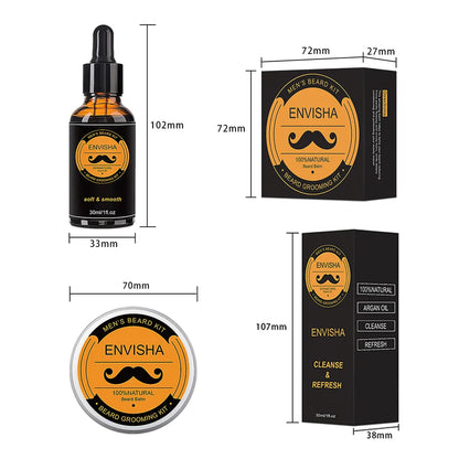 Beard Growth Kit For Men Barbe Hair Enhancerbeard Essential Oil Moisturizing Wax Growth Roller Comb Styling Scissors Beard Care - KHOY