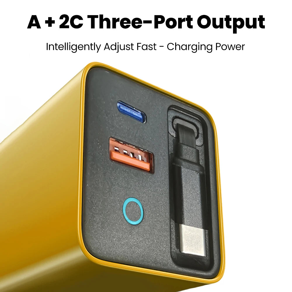 80W Super Fast Charge Type C USB Phone Charger With Telescopic USB C Cable For Iphone 16 15 Samsung Laptop With Light - KHOY