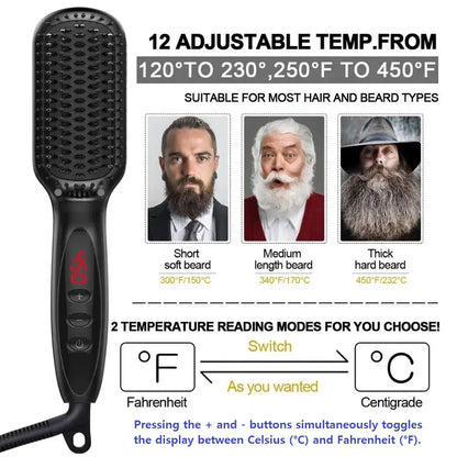 Electric Beard Comb Hair Straightener Brush Hot Hair Brushes Straightener Hair Anti-scalding Ceramic Beard Straightening Brush - KHOY