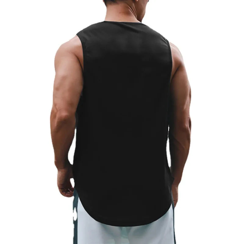 Summer Men's Gym Tank Top Fitness Training Clothing Quick-drying Loose Bodybuilding Sleeveless Shirt Men Fashion Basketball Vest - KHOY