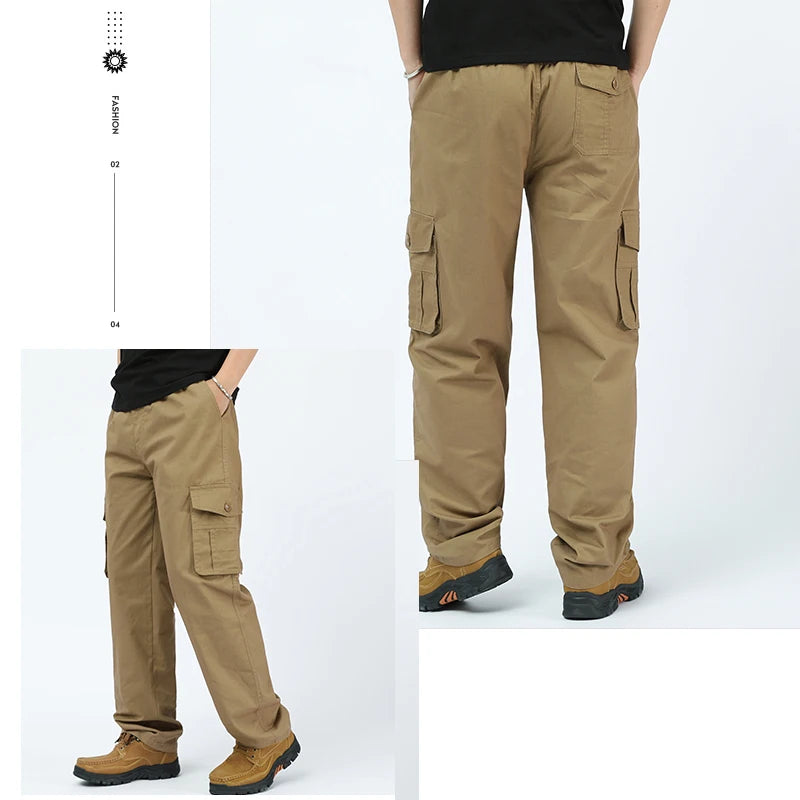 Mens Cargo Pants Cotton Casual Pants Summer Spring Cotton Work Wear Climbing Joggers Sweatpants Hombre Autumn Trousers - KHOY