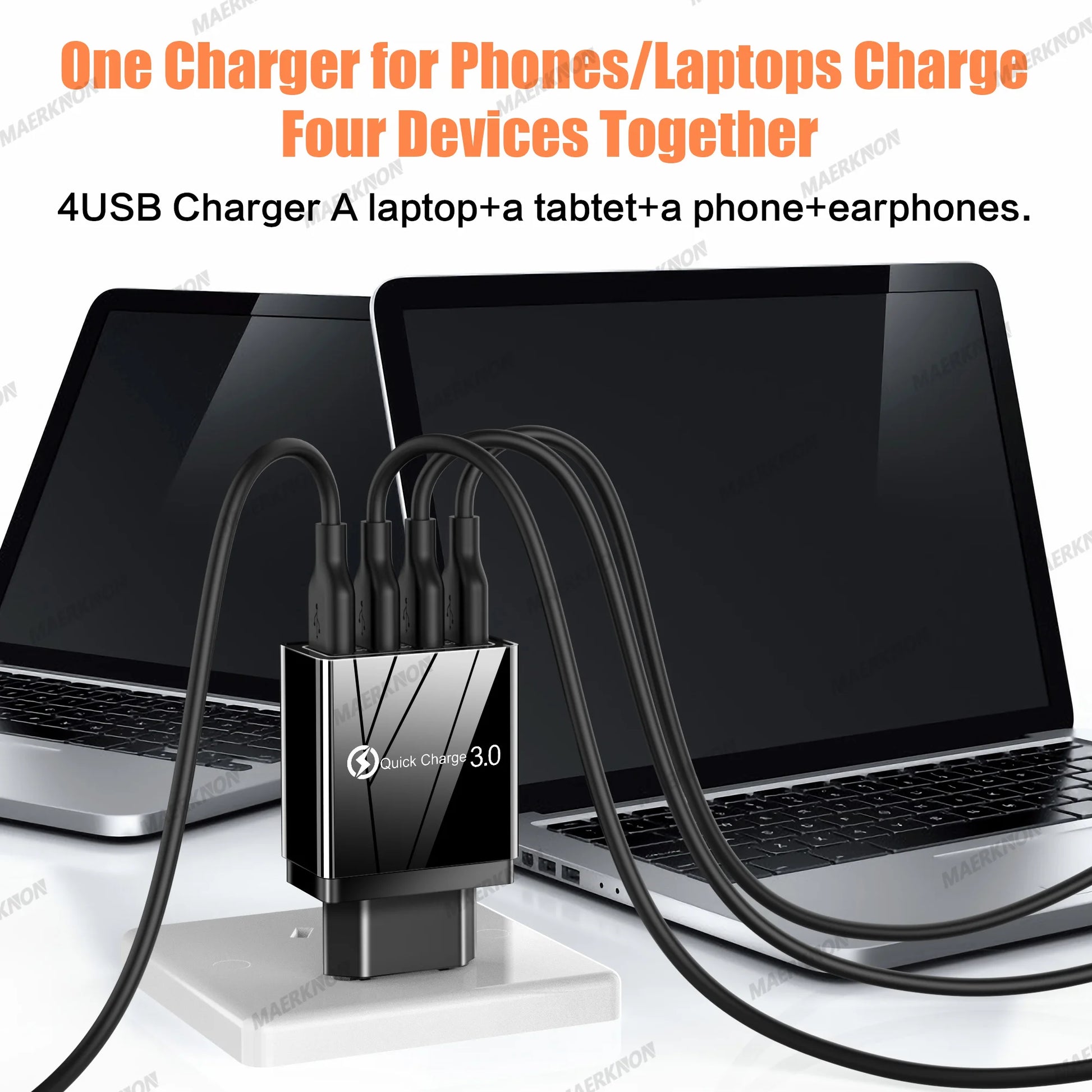 3A USB Charger 4 Ports USB Quick Charge 3.0 EU US Plug For iPhone Samsung Xiaomi Poco Fast Charging Mobile Phone Charger Adapter - KHOY