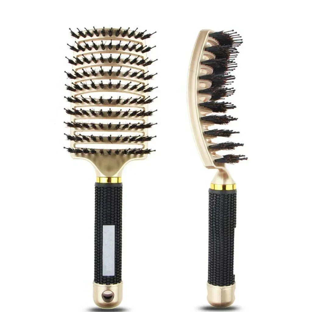 Hair Brush Scalp Massage Comb Hairbrush Boar Bristle Nylon Women Wet Curly Detangle Hair Brush Salon Hairdressing Styling Tool - KHOY