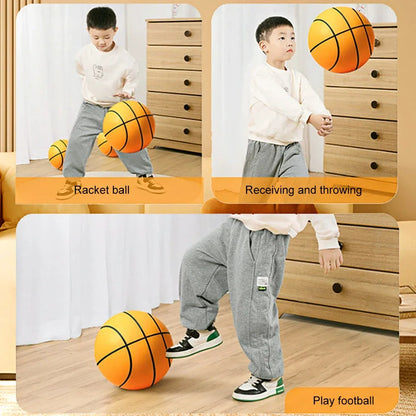 Kids Indoor Silent Basketball Ball 21/18cm High-Resilience Foam Silent Basketball Lightweight Small Basketball Basket Sports Toy - KHOY