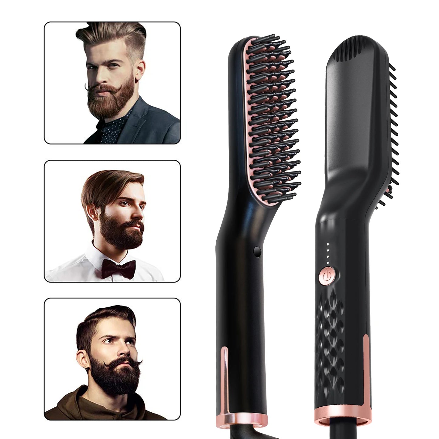 Hot Comb Straightener Heating Comb For Men Beard Electric Negative Ion Hair Straightening Brush Wet Dry Use Quick Hair Styler - KHOY