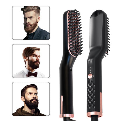 Hot Comb Straightener Heating Comb For Men Beard Electric Negative Ion Hair Straightening Brush Wet Dry Use Quick Hair Styler - KHOY