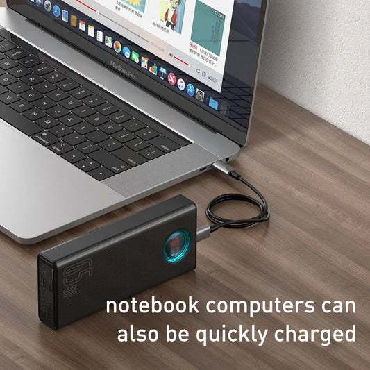 Baseus Power Bank 30000mAh 65W PD3.0 Quick Charging 3.0 FCP SCP Portable External for iPhone 16 15 14 Laptop Tablet Power bank - KHOY