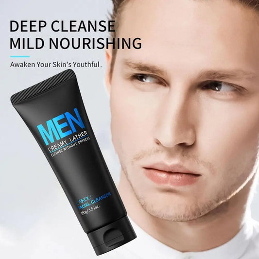 Men's Deep Cleansing Face Wash 100g, Oil Control, Pore Minimizer, Hydrating Facial Cleanser for Oily Skin, Refreshing Non-Drying - KHOY